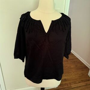 Talbots. Size 1X petite. Black 100% cotton with embroidery detail